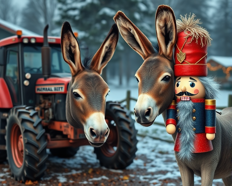 tractor, donkey, bacon, hat, nutcracker