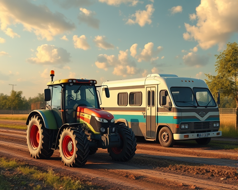 tractor, van