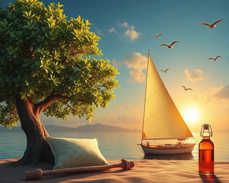 tree, sailboat, bat, pillow, bottle