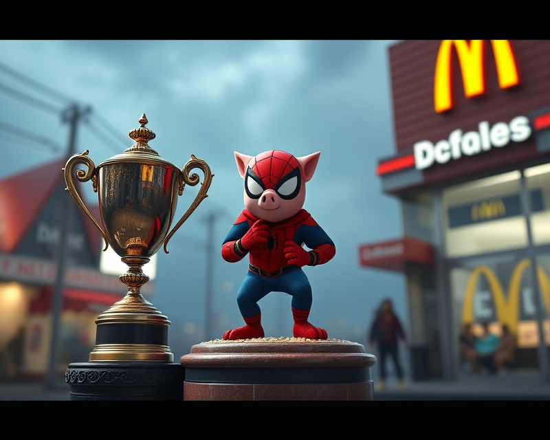 trophy, spiderman, piglet, parakeet, mcdonalds