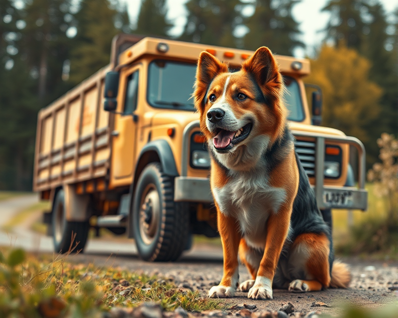 truck, dog