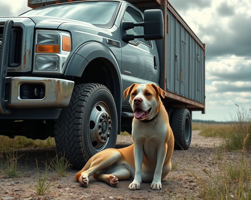 truck, dog