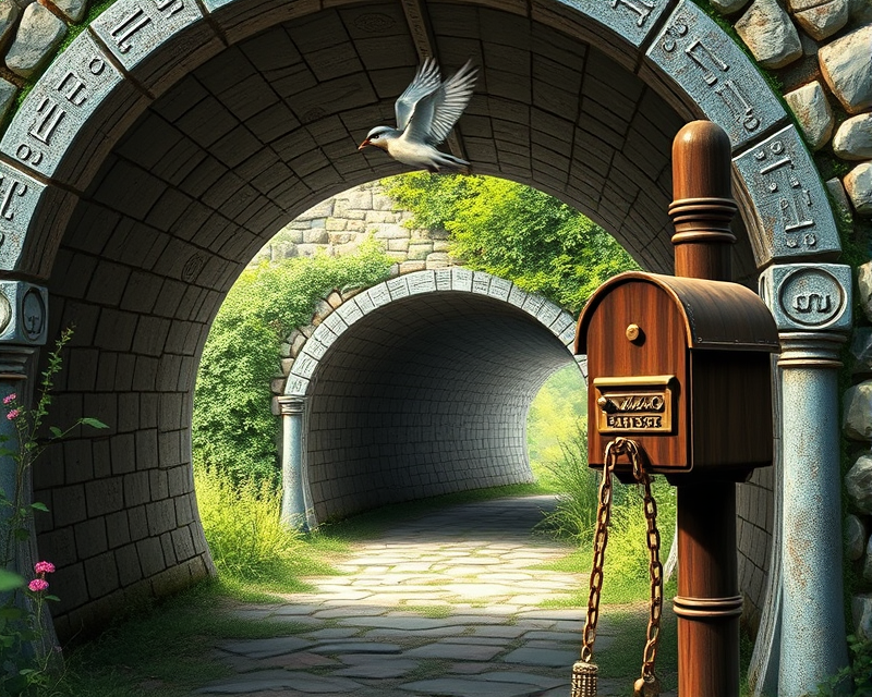 tunnel, bird, violin, mailbox, bracelet