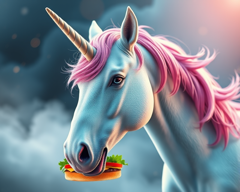 unicorn, hamburger