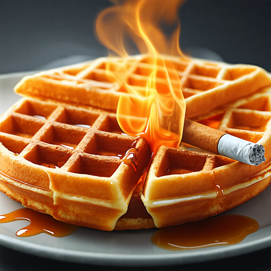 waffle, cigarette